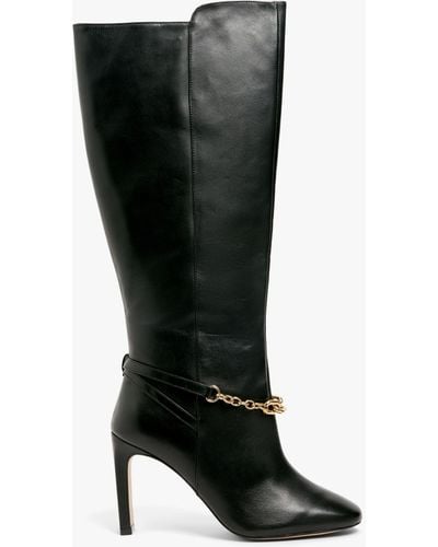 John Lewis Sapphire Chain Detail High Heel Long Boots - Black