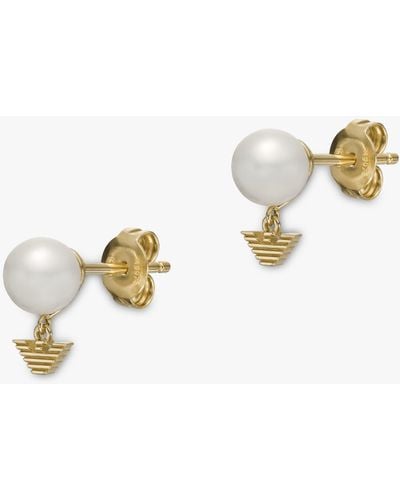 Emporio Armani Pearl Stud Earrings - Metallic