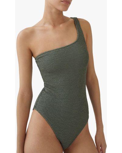 Mango Milos Asymmetrical Textured Swimsuit - Green