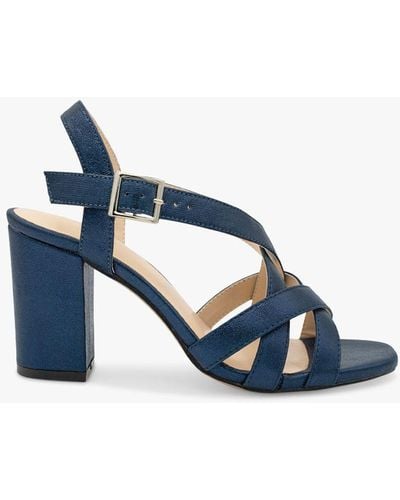 Paradox London Hilde Wide Fit Block Heel Sandals - Blue