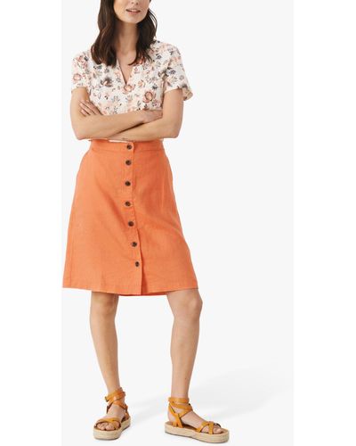 Part Two Palina Linen Skirt - Orange