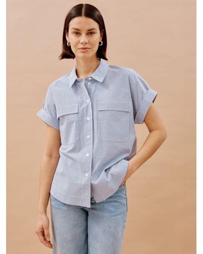 Albaray Ticking Stripe Boxy Shirt - Blue