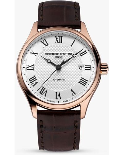Frederique Constant Fc-303mc5b4 Classic Index Automatic Leather Strap Watch - White