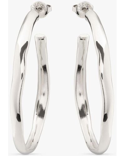 Uno De 50 Irregular Hoop Earrings - White