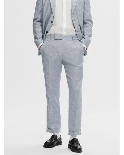 SELECTED Anton Linen Blend Suit Trousers - Blue