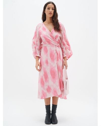 Inwear Dimitra Cotton Balloon Sleeve Wrap Dress - Pink