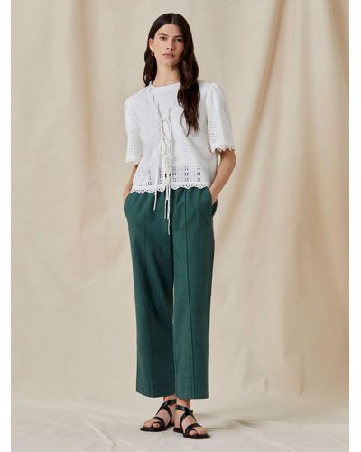 Great Plains Crinkle Cotton Trousers - Natural