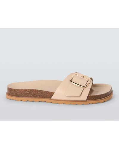 John Lewis Lyon Leather Single Buckle Footbed Sandals - Natural