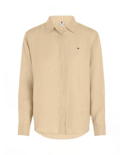 Tommy Hilfiger Relaxed Fit Long Sleeve Linen Shirt - Natural