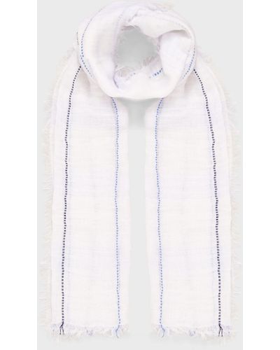 Hobbs Ann Linen Blend Stripe Scarf - White