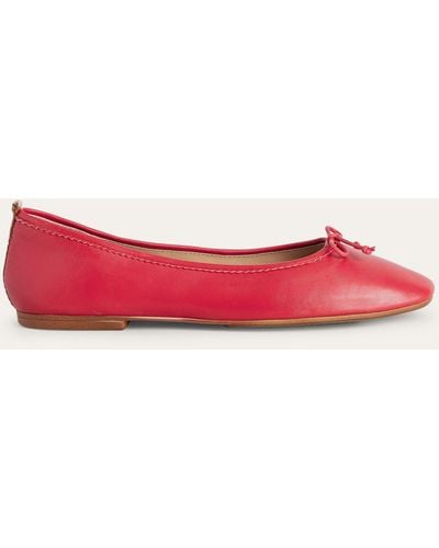 Boden Flexible Leather Ballet Court Shoes - Pink