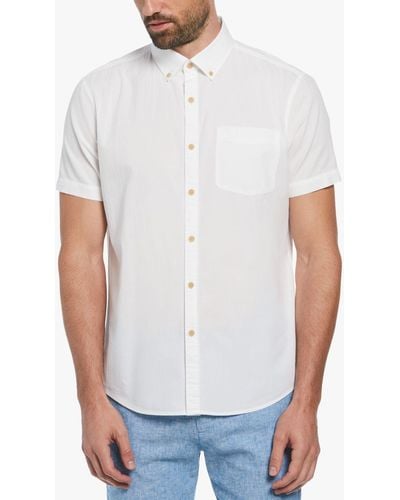 Original Penguin Crinkle Yarn Short Sleeve Shirt - White