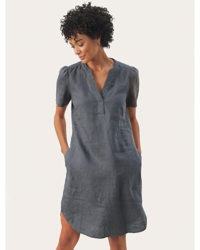 Part Two Aminase Linen Short Sleeve Pocket Dress - Grey