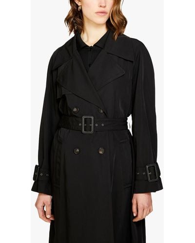Sisley Glossy Double Breasted Trench Coat - Black