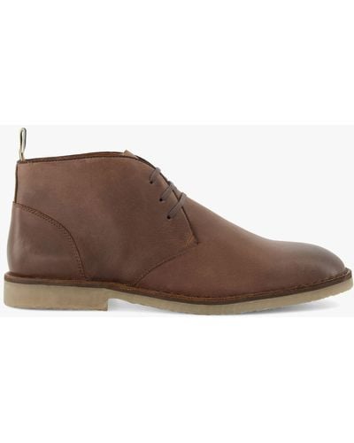 Dune Cashed Leather Casual Chukka Boots - Brown