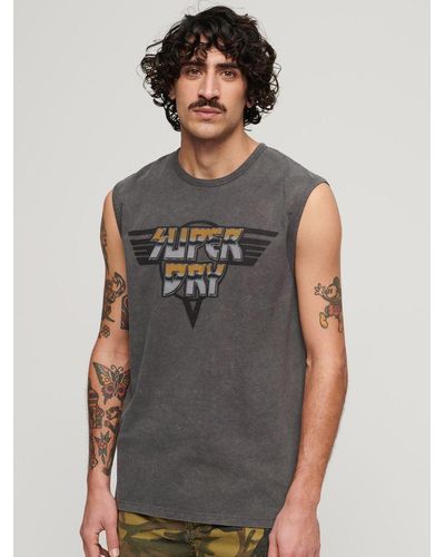 Superdry Rock Graphic Band Tank Top - Grey