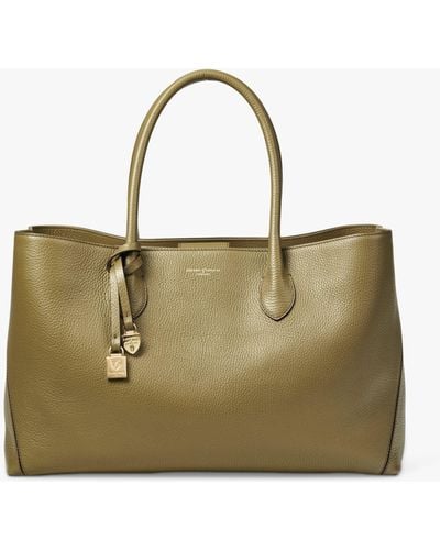 Aspinal of London Large London Pebble Leather Tote Bag - Green