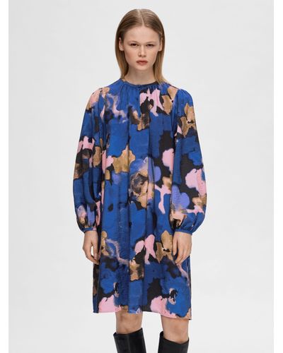 SELECTED Mariet Abstract Print Dress - Blue