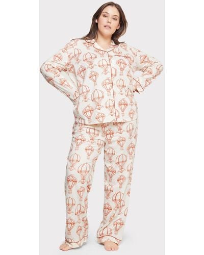 Chelsea Peers Curve Air Balloon Print Organic Cotton Pyjama Set - Natural