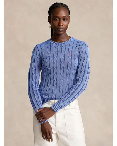 Ralph Lauren Polo Julianna Cable Knit Jumper - Blue