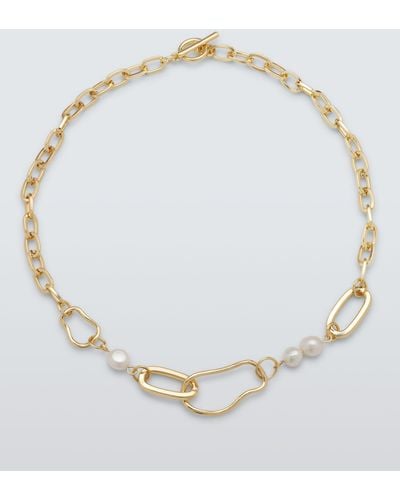 John Lewis Irregular Link And Freshwater Pearl Statement Necklace - Multicolour