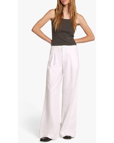 Current/Elliott The Markey Linen Blend Wide Leg Trousers - Pink