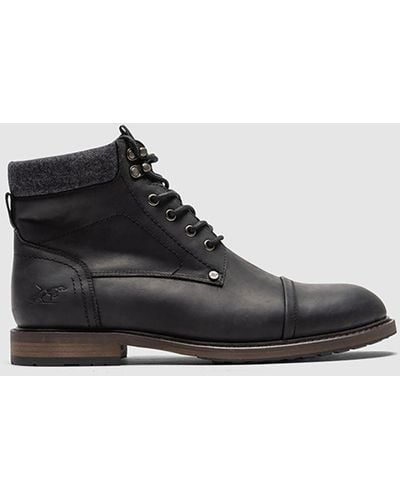 Rodd & Gunn Dobson Leather Cold Climate Military Boots - Black