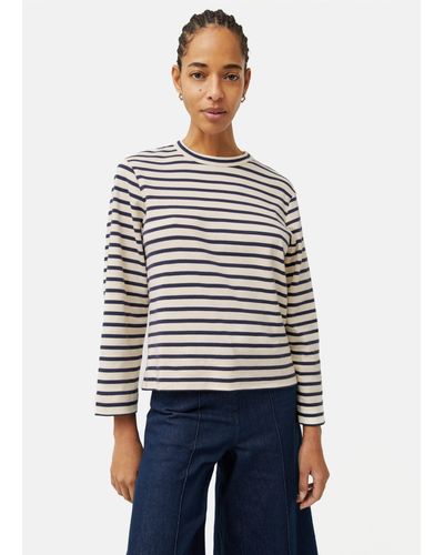 Jigsaw Cotton Stripe Sweatshirt - Blue