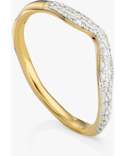Monica Vinader Riva Diamond Wave Ring - Metallic