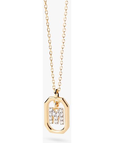 Pdpaola Octagonal Cubic Zirconia Alphabet Initial Pendant Necklace - Metallic