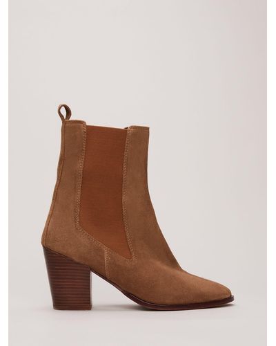 Phase Eight Suede Cowboy Boots - Brown