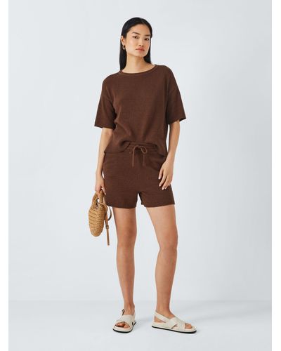 John Lewis Anyday Knitted T-shirt Top - Brown