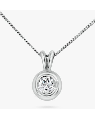 Milton & Humble Jewellery Second Hand 9ct White Gold Diamond Pendant Necklace - Metallic