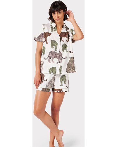 Chelsea Peers Leopard Organic Cotton Short Pyjamas - White