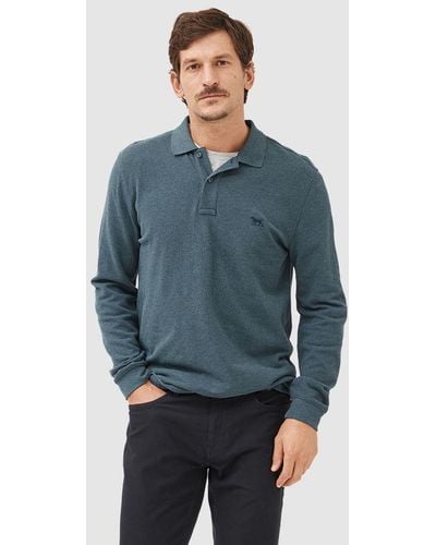 Rodd & Gunn Gunn Cotton Slim Fit Long Sleeve Polo Shirt - Blue
