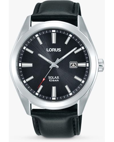 Lorus Rx339ax9 Solar Date Leather Strap Watch - White