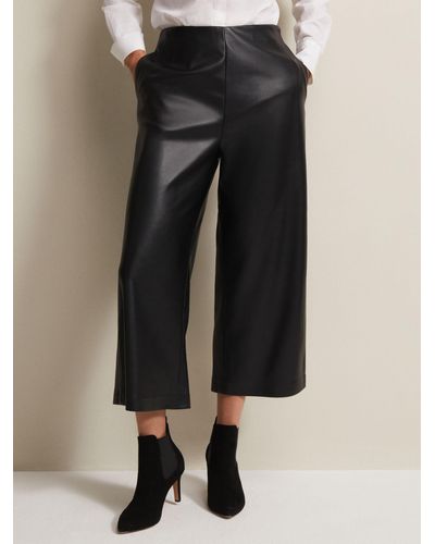 Phase Eight Emeline Faux Leather Culottes - Black