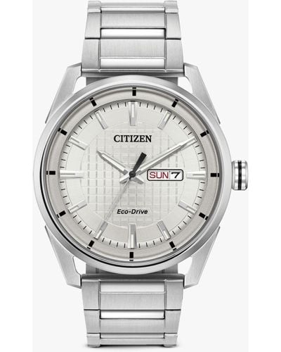 Citizen Aw0080-57a Eco-drive Day Date Bracelet Strap Watch - Metallic