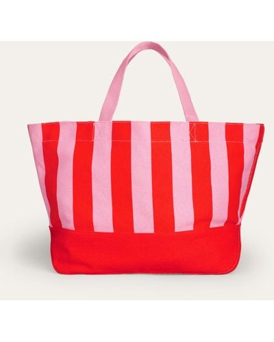 Boden Relaxed Canvas Stripe Tote Bag - Red