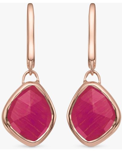 Monica Vinader Pink Quartz Drop Hook Earrings