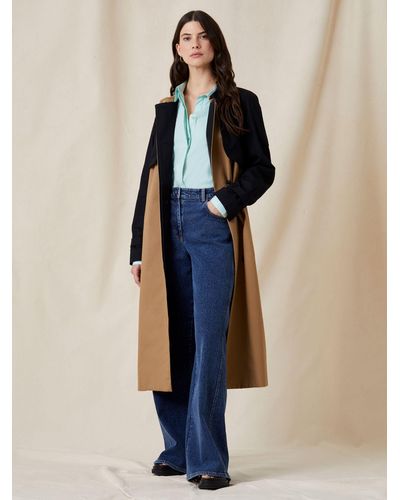 Great Plains Spring Cotton Trench Coat - Blue
