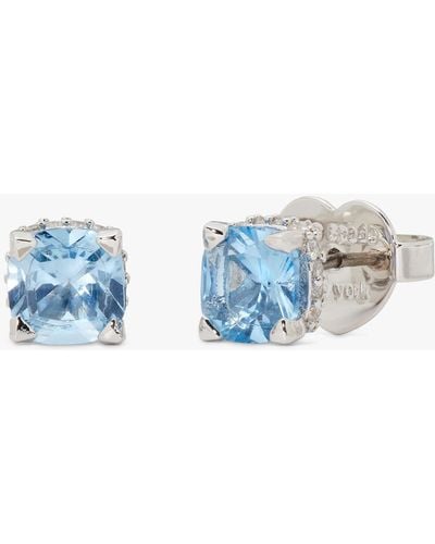 Kate Spade Little Luxuries Cubic Zirconia Square Stud Earrings - Blue