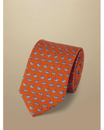 Charles Tyrwhitt Hare Print Silk Tie - Orange