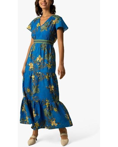 Raishma Maggie Floral Maxi Dress - Blue