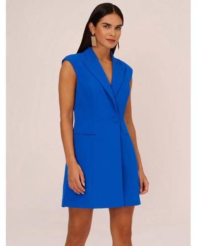 Adrianna Papell Aidan By Sleeveless Blazer Dress - Blue