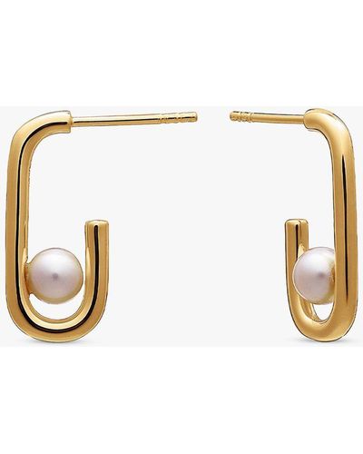 Rachel Jackson Stellar Hardware Pearl Hoop Earrings - Metallic
