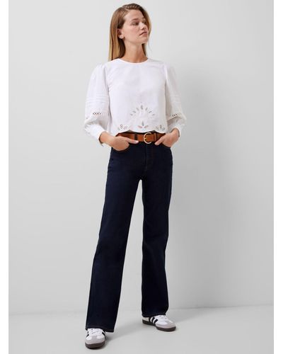 French Connection Alissa Cotton Broderie Top - White