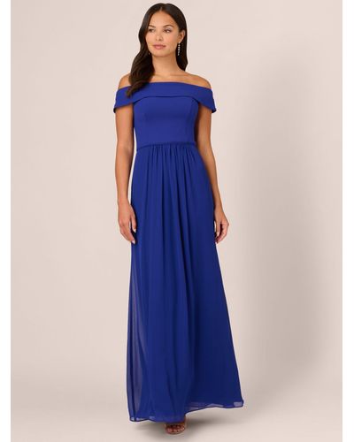 Adrianna Papell Crepe Chiffon Maxi Dress - Blue