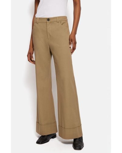 Jigsaw Cotton Drill Turn-up Trousers - Natural