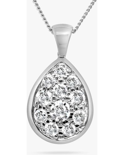 Milton & Humble Jewellery Second Hand White Gold & Pave Diamond Pear Pendant Necklace